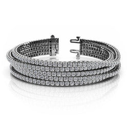 20 Ct Round Cut Real Diamonds Multi Flexible Tennis Bracelet White Gold 14K