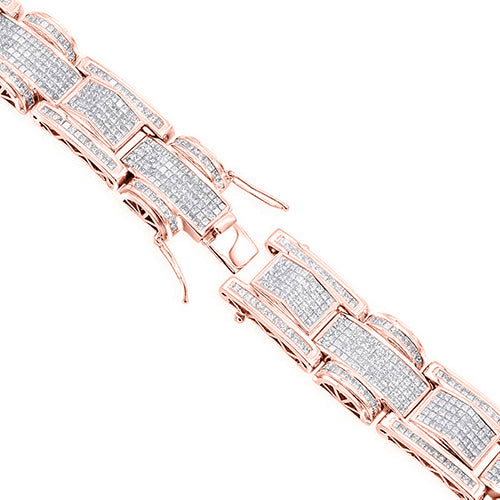 20 Carats Pave Set Princess Cut Diamond Men Bracelet 