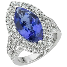 21.25 Ct Solitaire With Accent Tanzanite With Natural Earth Mined Diamonds Ring Gold 14K