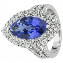 21.25 Ct Solitaire With Accent Tanzanite With Natural Earth Mined Diamonds Ring Gold 14K