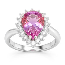 21.75 Carats Pear Kunzite With Round Natural Earth Mined Diamonds Ring White Gold 14K