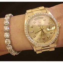 21 Carat Yellow Gold Real Diamond Tennis Bracelet