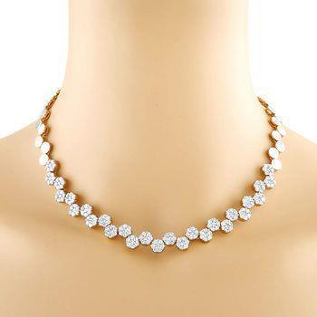 21.00 Ct Small Brilliant Cut Diamonds Lady Necklace White Gold 14K