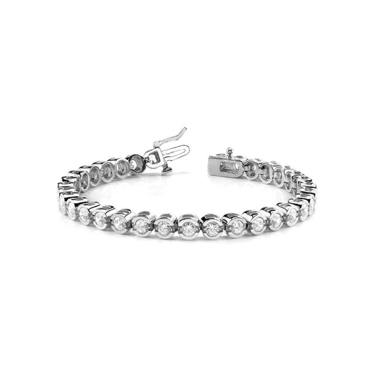 21.78 Carats Round Cut Real Diamonds White Gold 14K Tennis Bracelet