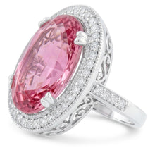 22.34 Ct Pink Kunzite And Natural Earth Mined Diamonds Ring White Gold 14K