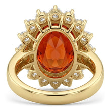 22.50 Carats Mandarin Garnet With Natural Earth Mined Diamonds Ring Yellow Gold 14K New