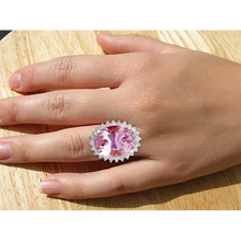 22 Ct Oval Cut Pink Kunzite And Diamond Wedding Ring White Gold 14K
