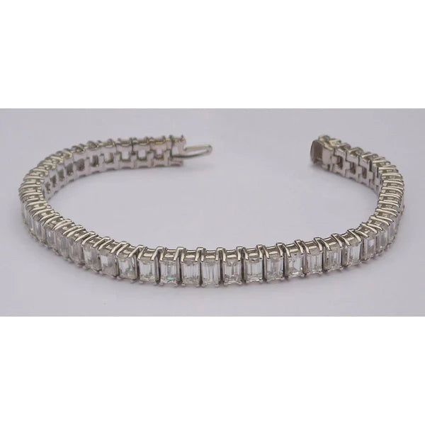 22.50 Carats Emerald Cut Real Diamond Tennis Bracelet White Gold 14K