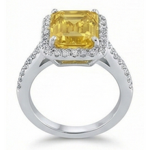 22 Carats Yellow Citrine And Natural Earth Mined Diamond Wedding Ring White Gold Jewellery