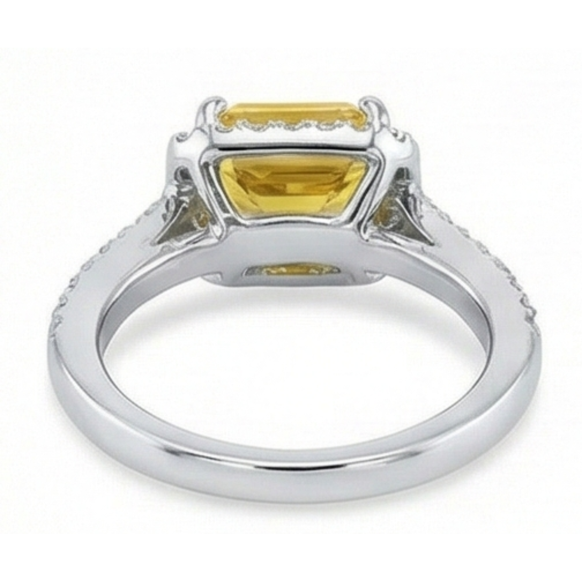 22 Carats Yellow Citrine And Natural Earth Mined Diamond Wedding Ring White Gold Jewellery