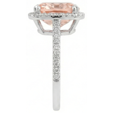 23.05 Ct Big Morganite With Natural Earth Mined Diamonds Wedding Ring Gold White 14K