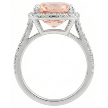 23.05 Ct Big Morganite With Natural Earth Mined Diamonds Wedding Ring Gold White 14K