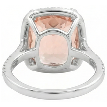 23.05 Ct Big Morganite With Natural Earth Mined Diamonds Wedding Ring Gold White 14K