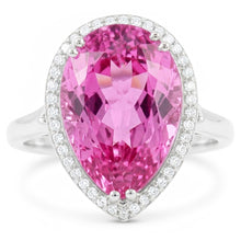 24.45 Carats Pear Pink Kunzite With Natural Earth Mined Diamond Wedding Ring White Gold
