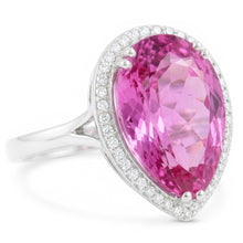 24.45 Carats Pear Pink Kunzite With Natural Earth Mined Diamond Wedding Ring White Gold