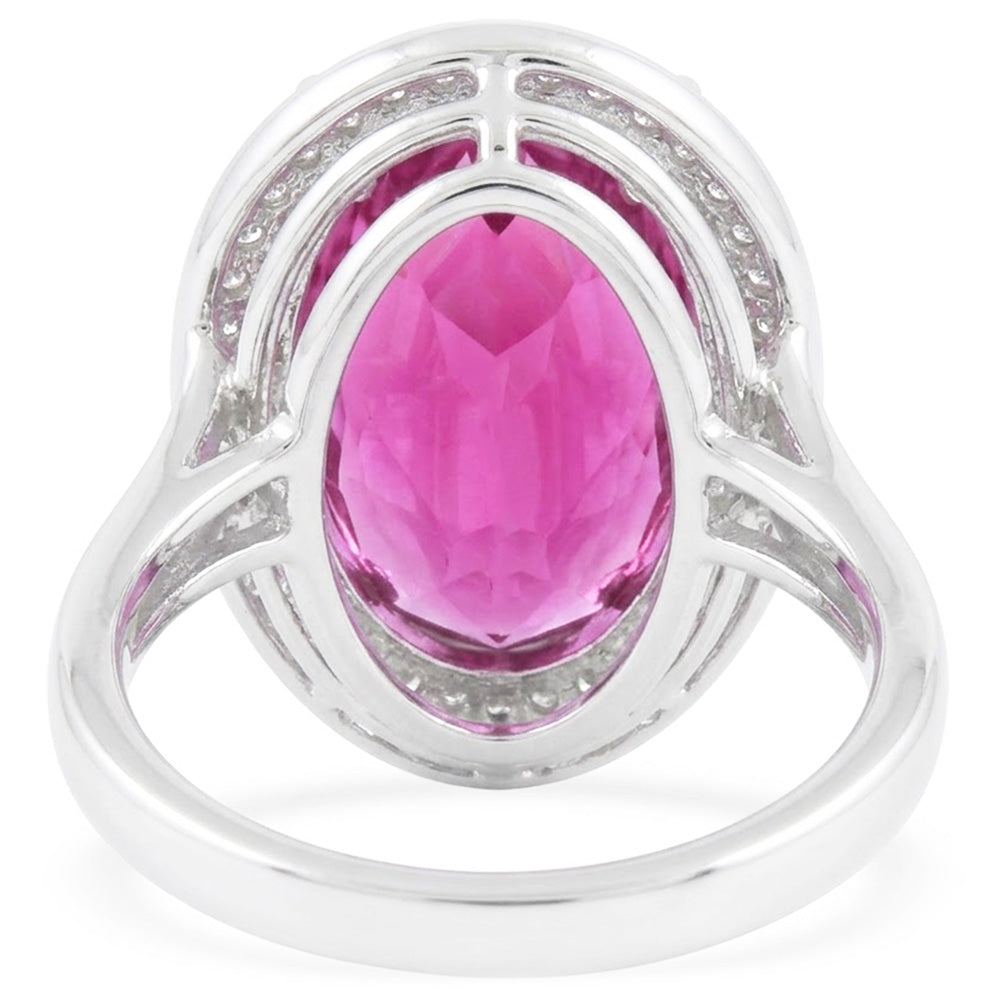 24.45 Carats Pear Pink Kunzite With Natural Earth Mined Diamond Wedding Ring White Gold