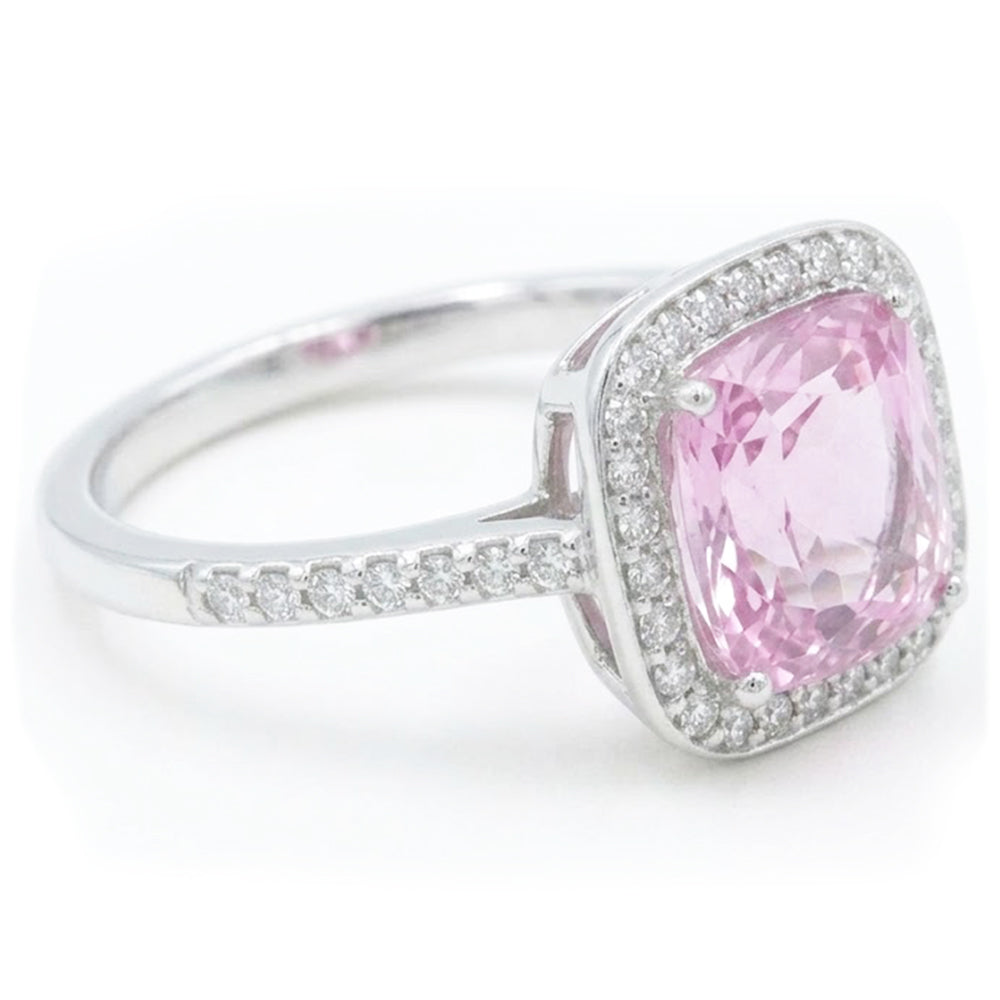 24.90 Ct Pink Kunzite And Natural Earth Mined Diamond Anniversary Ring