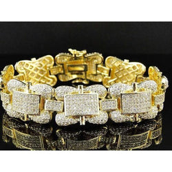 24 Carats Natural Diamond Bracelet Men Yellow Gold Jewelry New