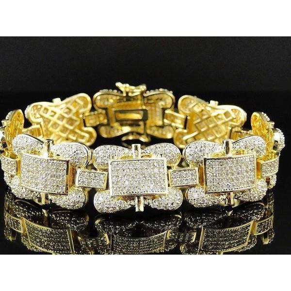 24 Carats Natural Diamond Bracelet Men Yellow Gold Jewelry New