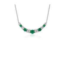 24 Carats Round Cut Emerald With Natural Diamond Necklace White Gold 14K
