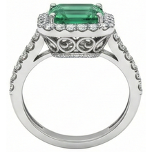 24 Ct Green Emerald And Natural Earth Mined Diamond Wedding Ring White Gold Jewellery