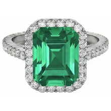 24 Ct Green Emerald And Natural Earth Mined Diamond Wedding Ring White Gold Jewellery