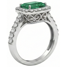 24 Ct Green Emerald And Natural Earth Mined Diamond Wedding Ring White Gold Jewellery
