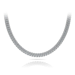 24 Ct Prong Set Round Real Diamond Checkerboard Necklace White Gold 14K