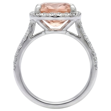 25.25 Carats Morganite And Natural Earth Mined Diamonds Wedding Ring Gold White 14K