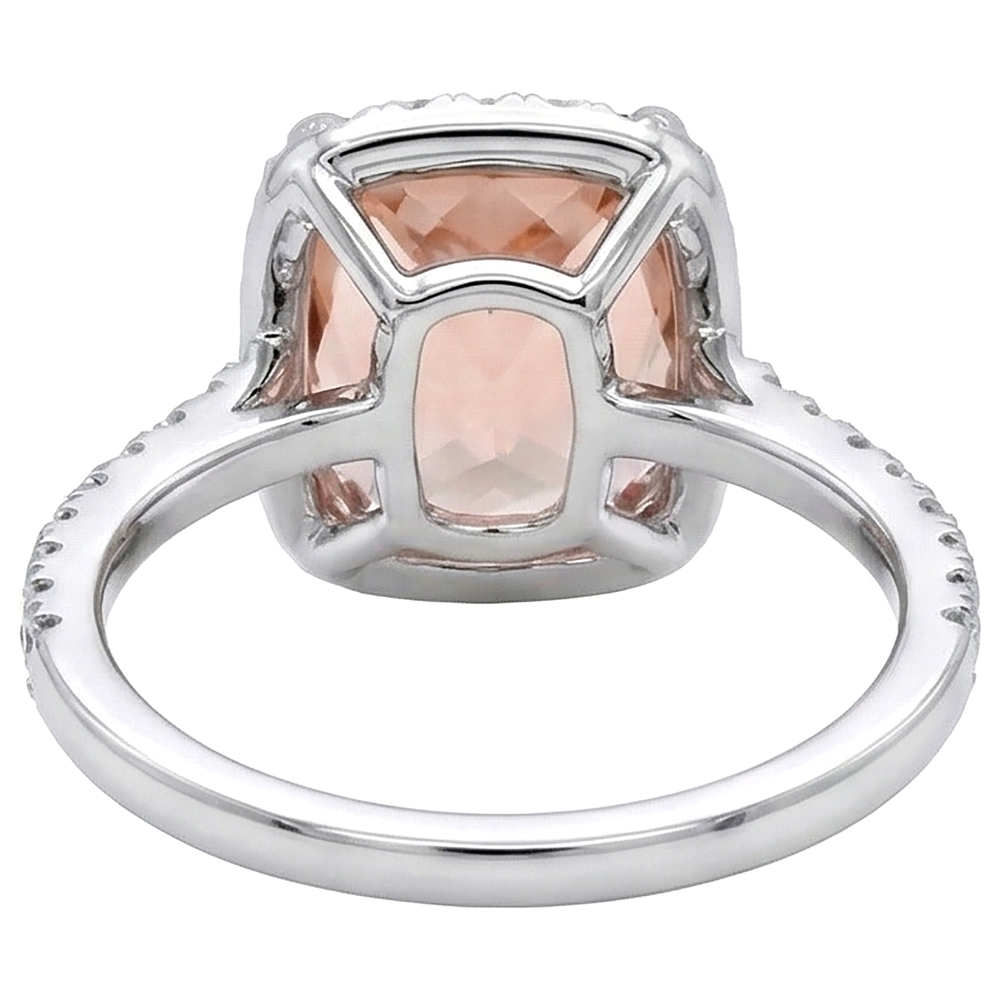 25.25 Carats Morganite And Natural Earth Mined Diamonds Wedding Ring Gold White 14K
