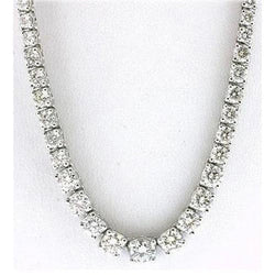 25 Carats Real Diamonds Necklace Tennis Graduated Riviera 16" 14K Gold