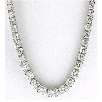 25.00 Carats Real Diamonds Necklace Graduated Riviera 16" 14K Gold
