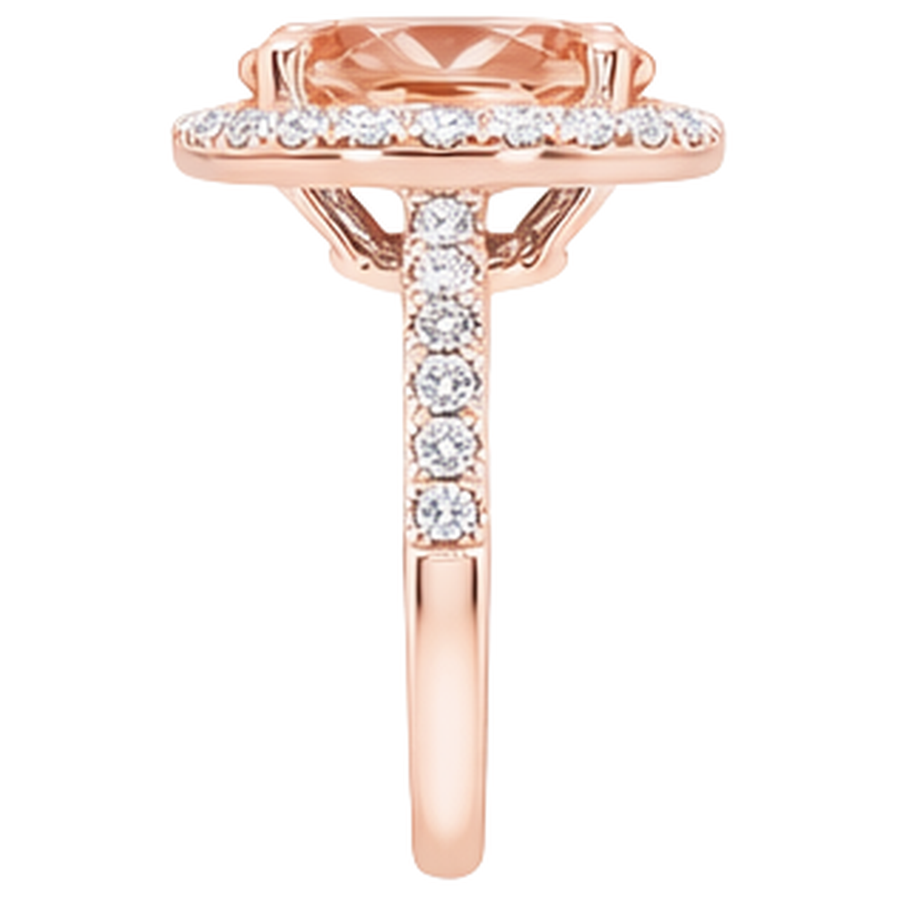 26.50 Ct Oval Morganite And Natural Earth Mined Diamonds Ring Rose Gold 14K