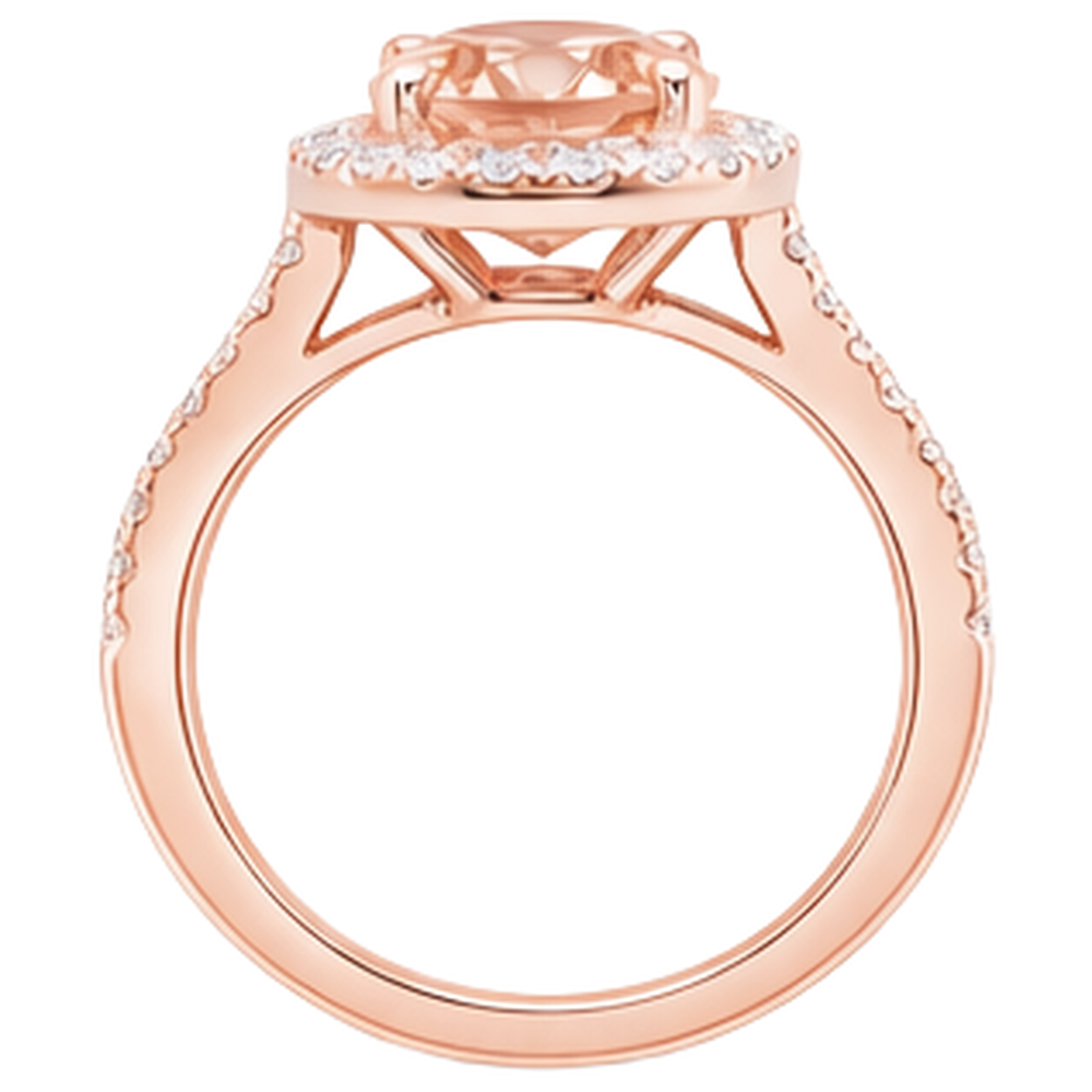26.50 Ct Oval Morganite And Natural Earth Mined Diamonds Ring Rose Gold 14K