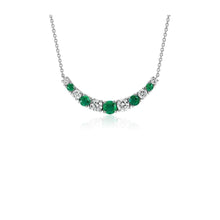 26 Carats Round Cut Green Emerald With Diamond Necklace White Gold 14K