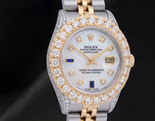 69173 Rolex Datejust 26mm Diamond Dial With Blue Sapphire Two Tone Watch