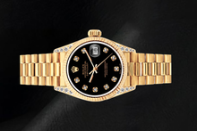 Datejust Rolex 26mm 69178 Black Diamond Dial Yellow Gold Watch 18K
