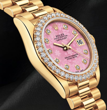 Rolex 26mm Datejust 69178 Pink Mother of Pearl Diamond Dial President Bracelet Watch 18K