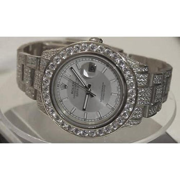 27 Carat Iced Out Custom Diamond Rolex Watch Datejust 2 Bezel
