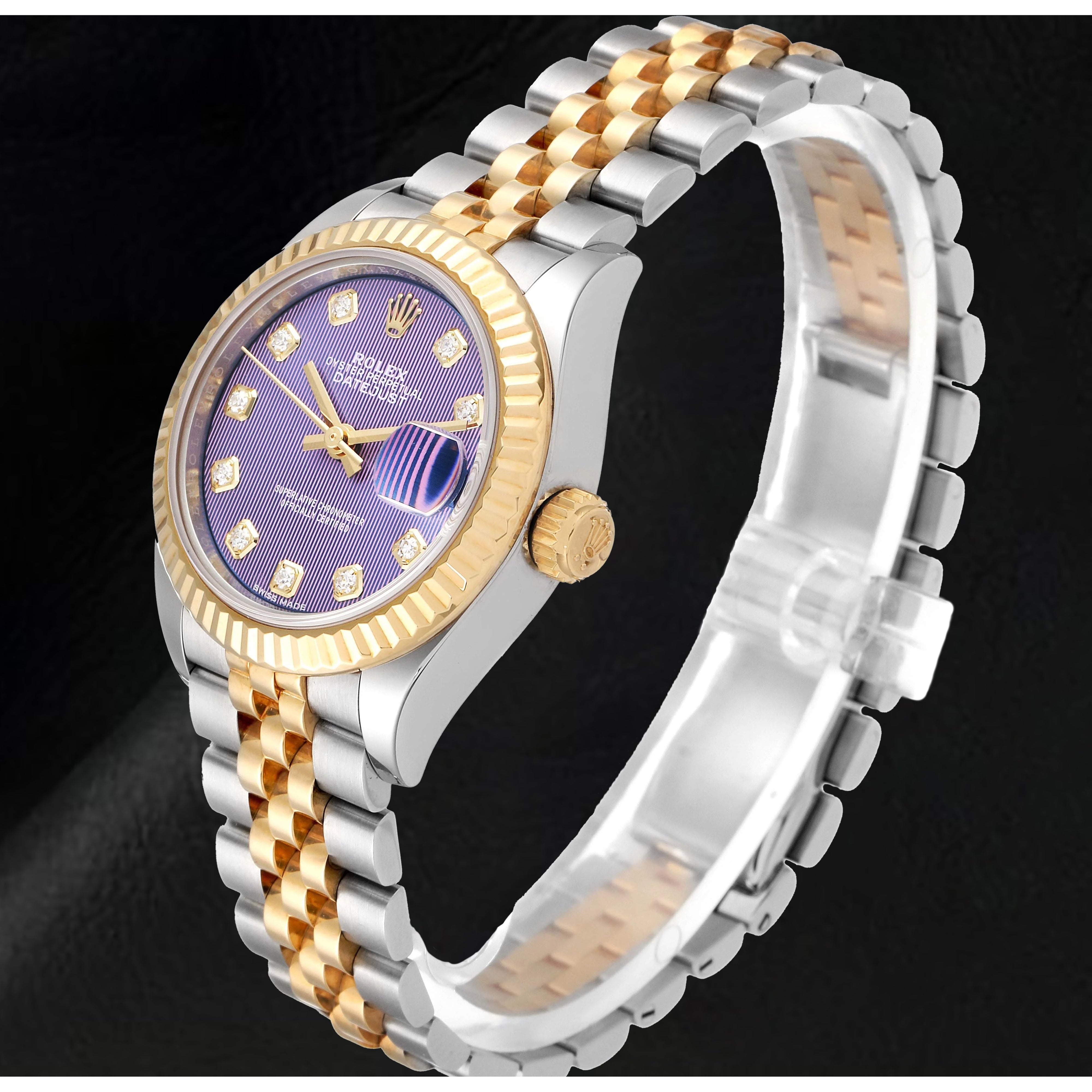 Brilliant Diamond Round Cut Rolex in Two-Tone 18K Gold – front view