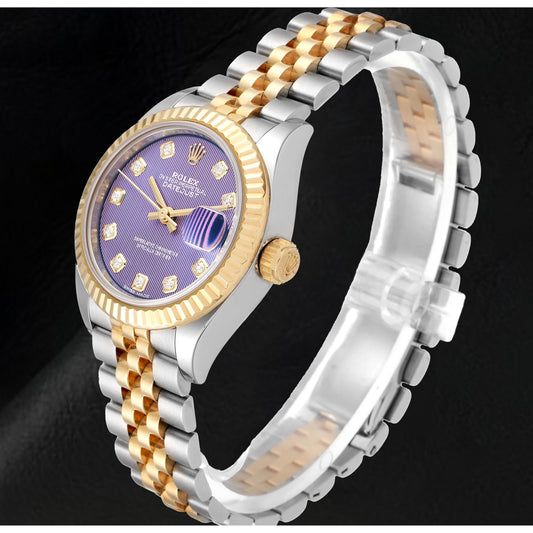 Brilliant Diamond Round Cut Rolex in Two-Tone 18K Gold – front view