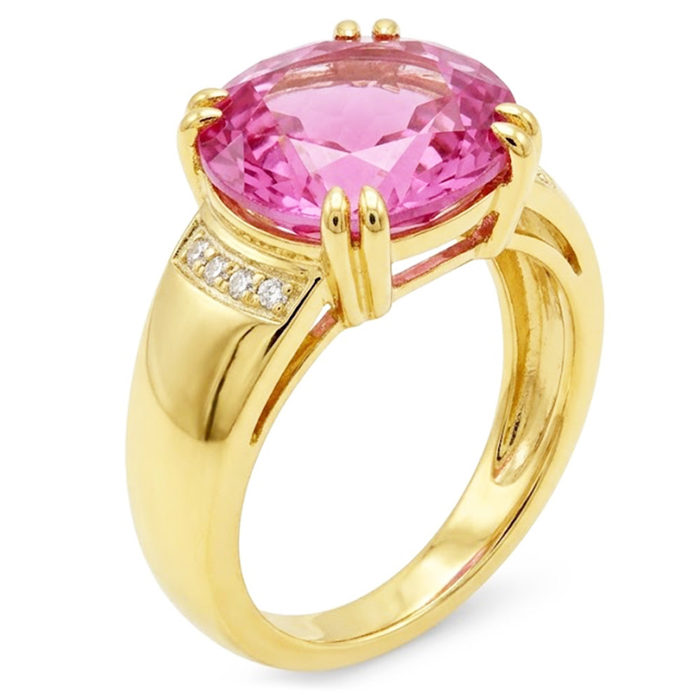 28.25 Ct Oval Cut Kunzite With Round Natural Earth Mined Diamonds Ring 14K Yellow Gold
