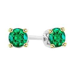14K Two Tone Gold GIA-Certified Fine Emerald Gemstone Earring 1