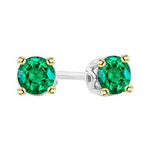 Earth-Mined Fine Emerald Gemstone Earring 1 ct 14K Two Tone Gold – main view