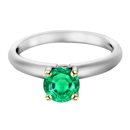 Earth-Mined Colombian Emerald Gemstone Ring – main view