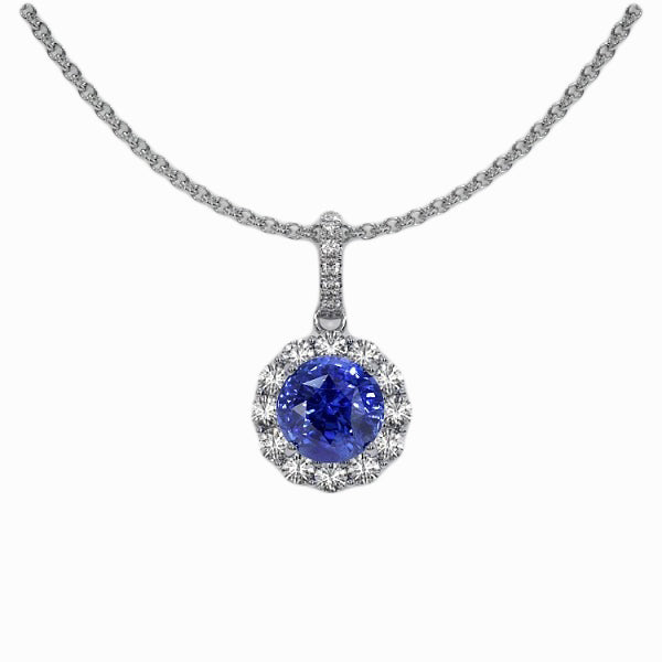 Shimmering Cornflower Blue Sapphire Precious Stone Pendant 1 ct – main view