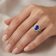 2 Ct Oval Cut Ceylon Sapphire And Natural Earth Mined Diamond Ring White Gold 14K