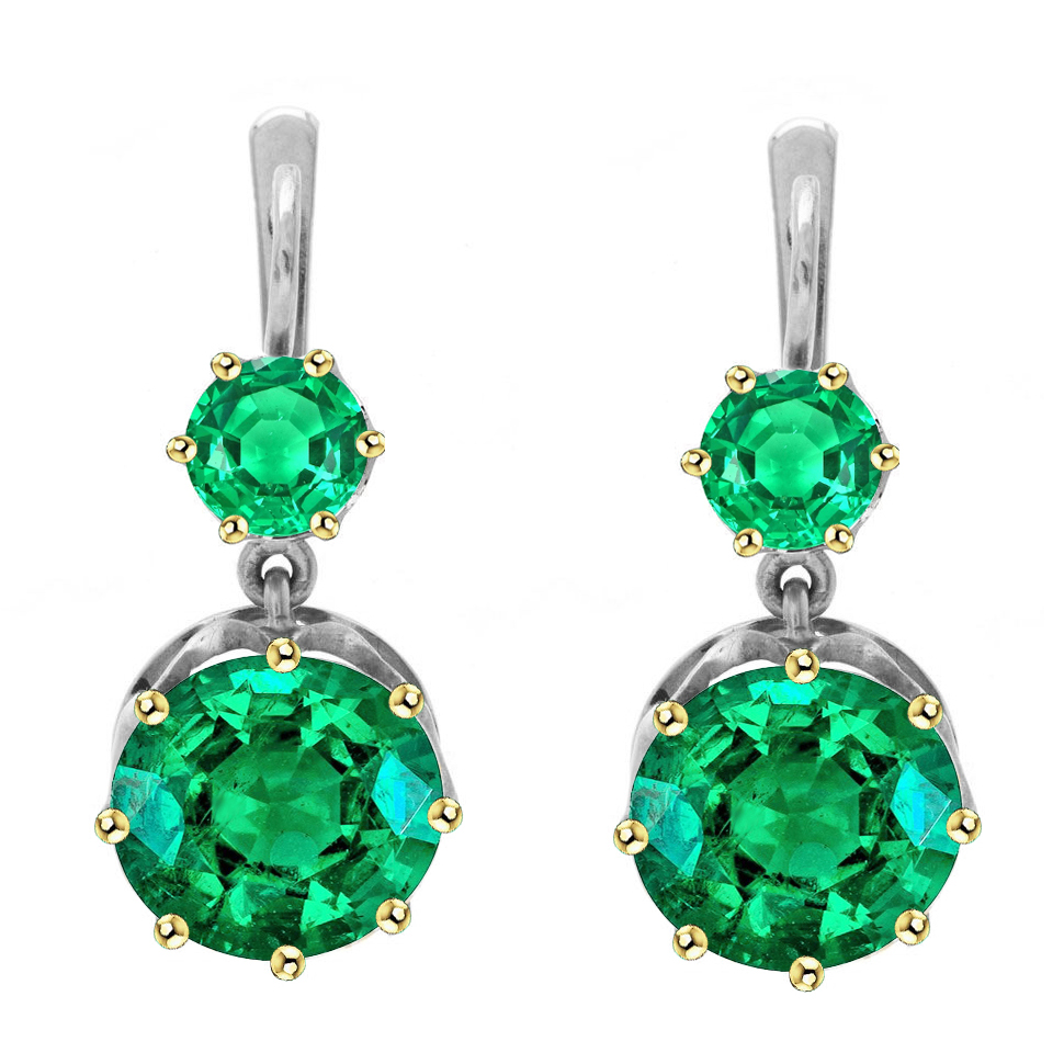 Timeless Colombian Emerald Gemstone Earring 3 ct – main view