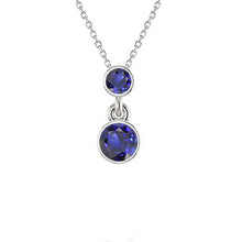Royal Blue Sapphire Round Cut Gemstone Pendant in 14K White Gold – main view