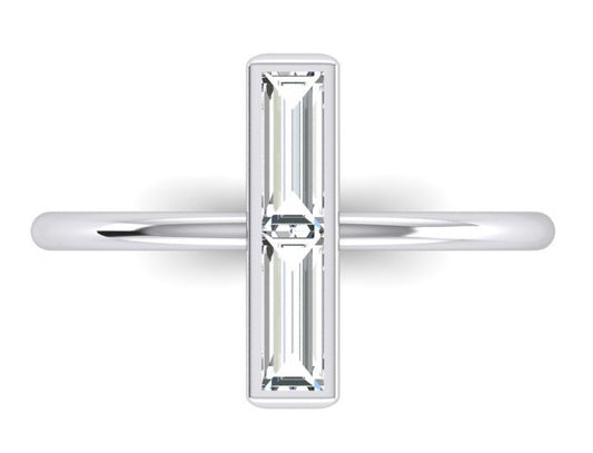 2 Stone Ring 2 carats Natural Diamonds Baguettes